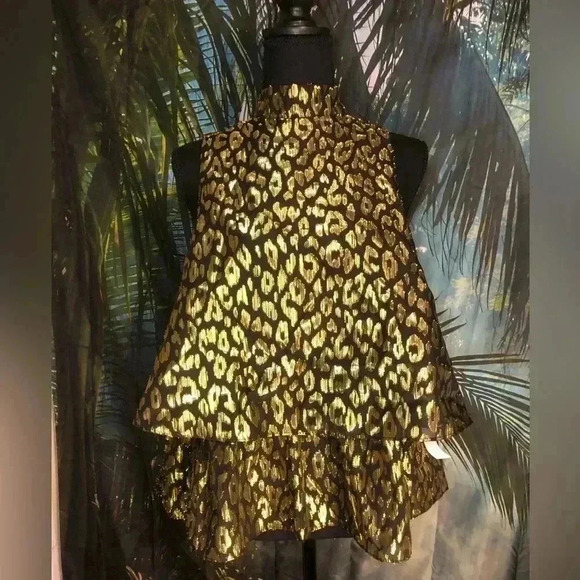 Gold and Black Top with ruffle top size 6 - Picture 12 of 16